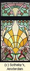 Hotel Aubecq (destroyed) : stain glass by Horta